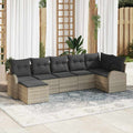 Sofa Set mit Kissen mit Speicher 7 pcs Hellgrau Poly-Rattan