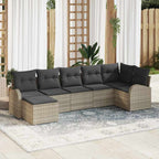 Sofa Set mit Kissen mit Speicher 7 pcs Hellgrau Poly-Rattan