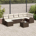 Sofa Set mit Kissen mit Speicher 8 pcs Braun Poly-Rattan