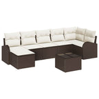 Sofa Set mit Kissen mit Speicher 8 pcs Braun Poly-Rattan