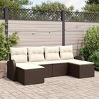 Sofa Set mit Kissen 6 pcs Braun und Weiß Poly-Rattan