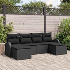 Sofa Set mit Kissen mit Speicher 6 pcs Schwarz Poly-Rattan