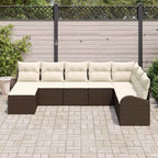 Sofa Set mit Kissen 8 pcs Braun und Weiß Poly-Rattan
