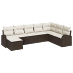 Sofa Set mit Kissen 8 pcs Braun und Weiß Poly-Rattan