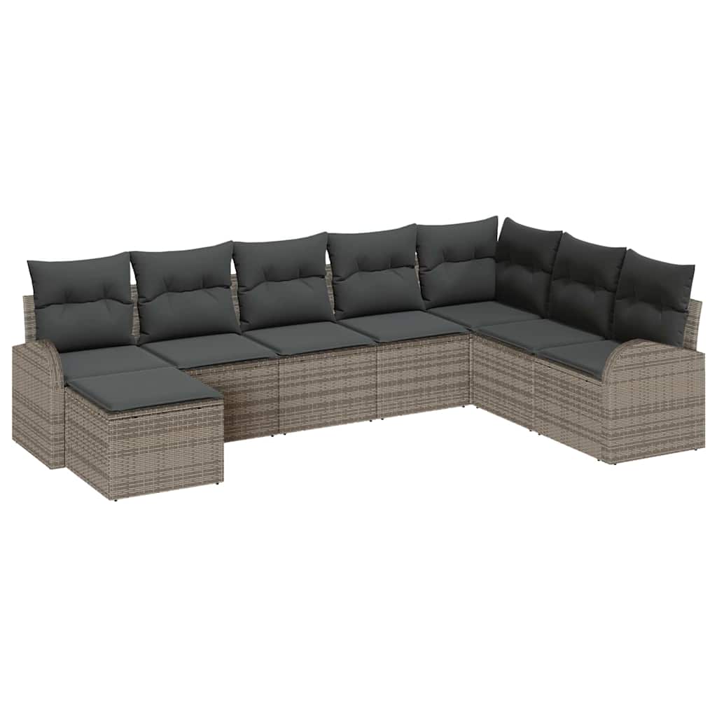 Sofa Set mit Kissen mit Speicher 8 pcs Grau Poly-Rattan