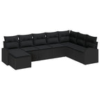 Sofa Set mit Kissen mit Speicher 8 pcs Schwarz Poly-Rattan