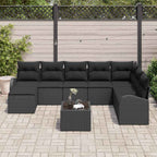 Sofa Set mit Kissen mit Speicher 9 pcs Schwarz Poly-Rattan