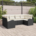 Gartensofa-set mit Kissen 6 pcs Schwarz und Weiß Poly-Rattan