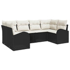 Gartensofa-set mit Kissen 6 pcs Schwarz und Weiß Poly-Rattan
