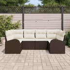 Gartensofa-set mit Kissen 6 pcs Braun und Weiß Poly-Rattan