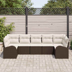 Gartensofa-set mit Kissen 7 pcs Braun und Weiß Poly-Rattan