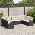 Gartensofa-set mit Kissen 9 pcs Schwarz und Weiß Poly-Rattan