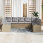 Gartensofa-set mit Kissen 9 pcs Beige und Hellgrau Poly-Rattan