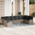 Gartensofa-set mit Kissen 10 pcs Hellgrau Poly-Rattan