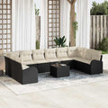 Gartensofa-set mit Kissen 11 pcs Braun und Creme Poly-Rattan