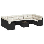 Gartensofa-set mit Kissen 11 pcs Braun und Creme Poly-Rattan