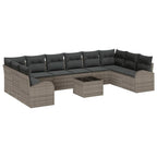Gartensofa-set mit Kissen 11 pcs Hellgrau Poly-Rattan