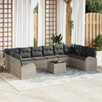 Gartensofa-set mit Kissen 11 pcs Hellgrau Poly-Rattan