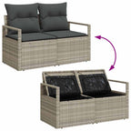 Gartensofa-set mit Kissen 3 pcs Hellgrau Poly-Rattan