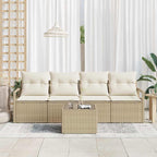 Sofa Set mit Kissen 5 pcs Beige und Creme Poly-Rattan