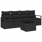 Sofa Set mit Kissen mit Speicher 5 pcs Schwarz Poly-Rattan