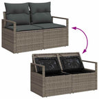 Gartensofa-set mit Kissen mit Speicher 6 pcs Grau Poly-Rattan