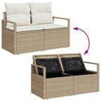 Gartensofa-set mit Kissen 6 pcs Beige und Creme Poly-Rattan