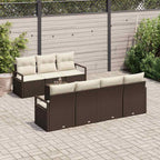 Gartensofa-set mit Kissen 8 pcs Braun und Creme Poly-Rattan
