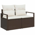 Gartensofa-set mit Kissen 8 pcs Braun und Creme Poly-Rattan