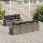 Gartensofa-set mit Kissen mit Speicher 8 pcs Grau Poly-Rattan
