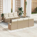 Gartensofa-set mit Kissen 8 pcs Beige und Creme Poly-Rattan