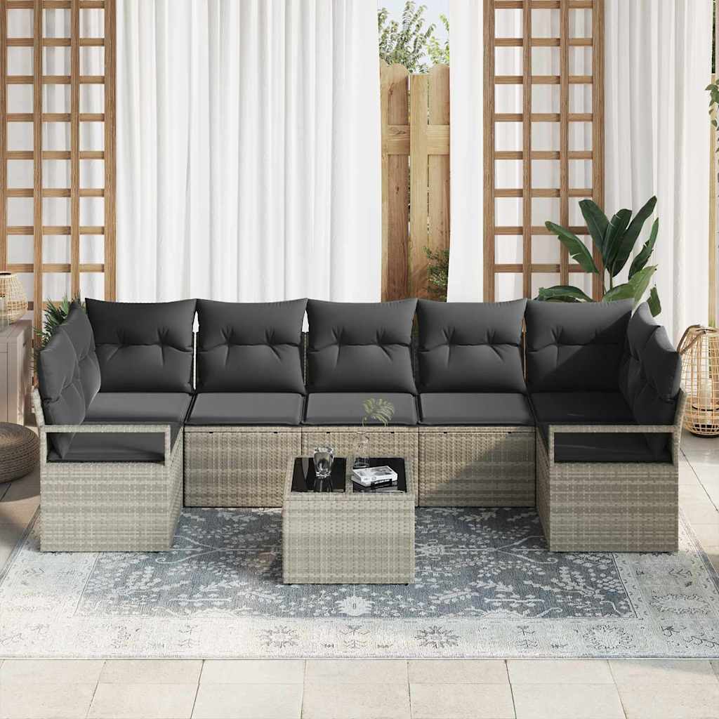 Garten-Sofa-Set mit Kissen 8 pcs Hellgrau und Dunkelgrau