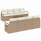 Gartensofa-set mit Kissen 9 pcs Beige und Creme Poly-Rattan