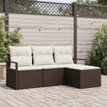Sofa Set mit Kissen 4 pcs Braun und Creme Poly-Rattan