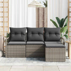 Sofa Set mit Kissen mit Speicher 4 pcs Grau Poly-Rattan