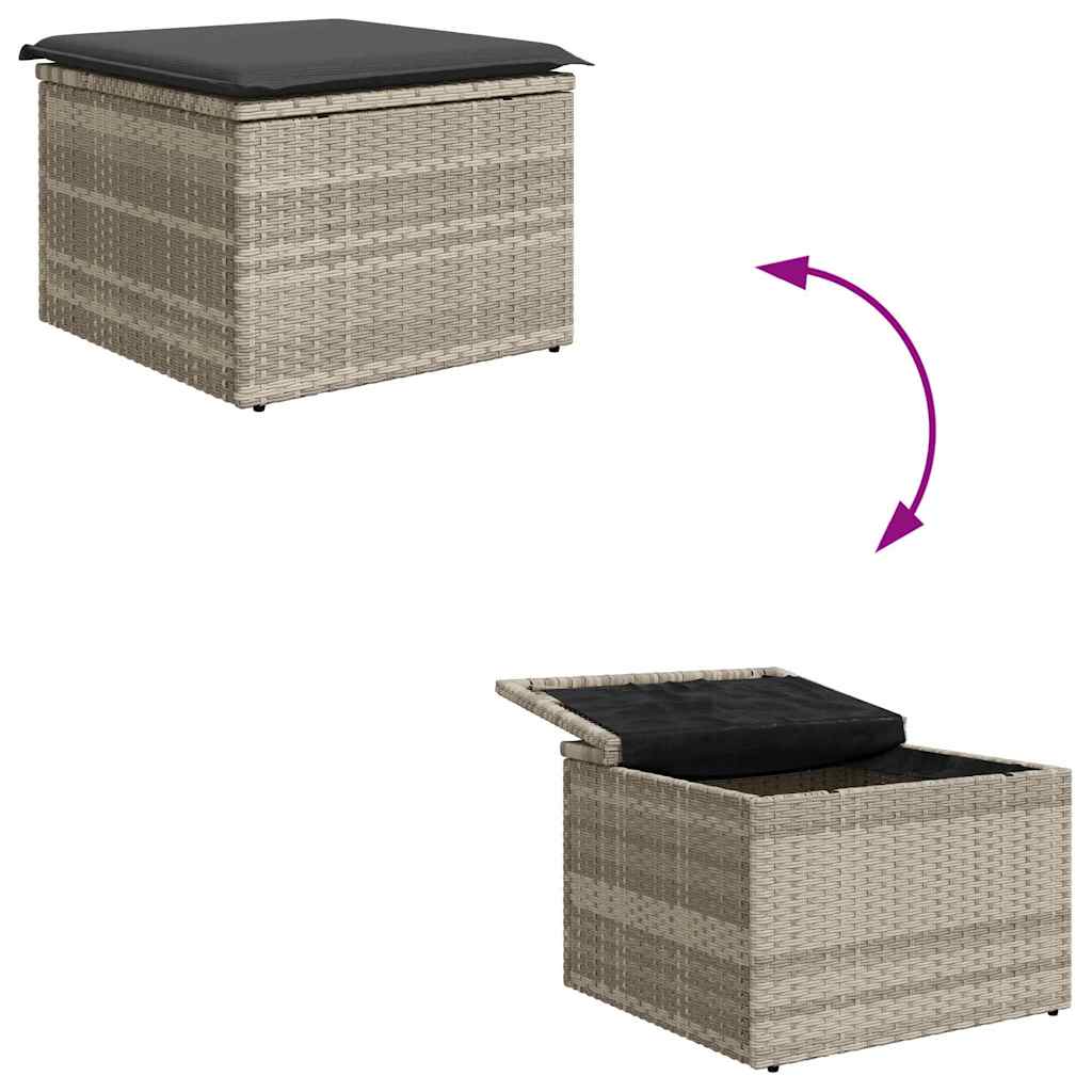 Sofa Set mit Kissen mit Speicher 4 pcs Hellgrau Poly-Rattan