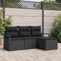 Sofa Set mit Kissen mit Speicher 4 pcs Schwarz Poly-Rattan