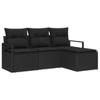 Sofa Set mit Kissen mit Speicher 4 pcs Schwarz Poly-Rattan