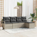Sofa Set mit Kissen mit Speicher 5 pcs Hellgrau Poly-Rattan