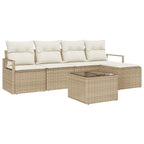 Sofa Set mit Kissen 6 pcs Beige und Creme Poly-Rattan