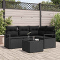 Sofa Set mit Kissen mit Speicher 5 pcs Schwarz Poly-Rattan