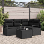 Sofa Set mit Kissen mit Speicher 5 pcs Schwarz Poly-Rattan