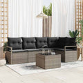 Gartensofa-set mit Kissen 6 pcs Hellgrau Poly-Rattan