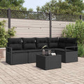 Gartensofa-set mit Kissen 6 pcs Schwarz Poly-Rattan