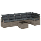 Gartensofa-set mit Kissen 7 pcs Hellgrau Poly-Rattan