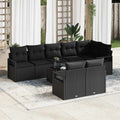 Gartensofa-set mit Kissen 9 pcs Schwarz Poly-Rattan