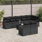 Gartensofa-set mit Kissen 9 pcs Schwarz Poly-Rattan