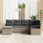 Sofa Set mit Kissen mit Speicher 6 pcs Grau Poly-Rattan