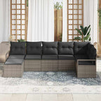 Sofa Set mit Kissen mit Speicher 7 pcs Grau Poly-Rattan