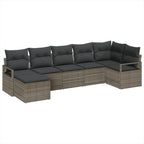 Sofa Set mit Kissen mit Speicher 7 pcs Grau Poly-Rattan